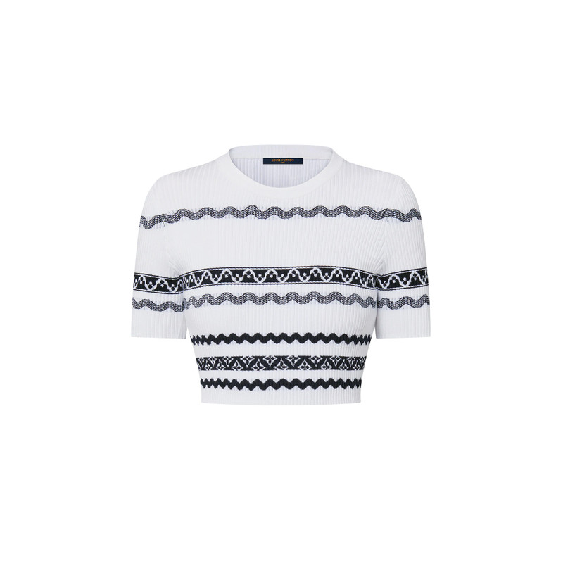 Scallop Stripe Knit Crop Top 1