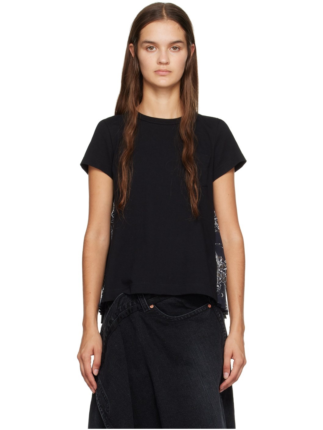 Black Pleated T-Shirt - 1