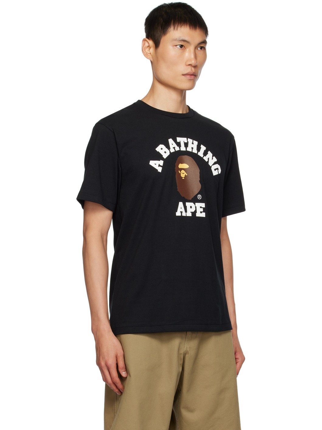 A BATHING APE® Black College T-Shirt | REVERSIBLE