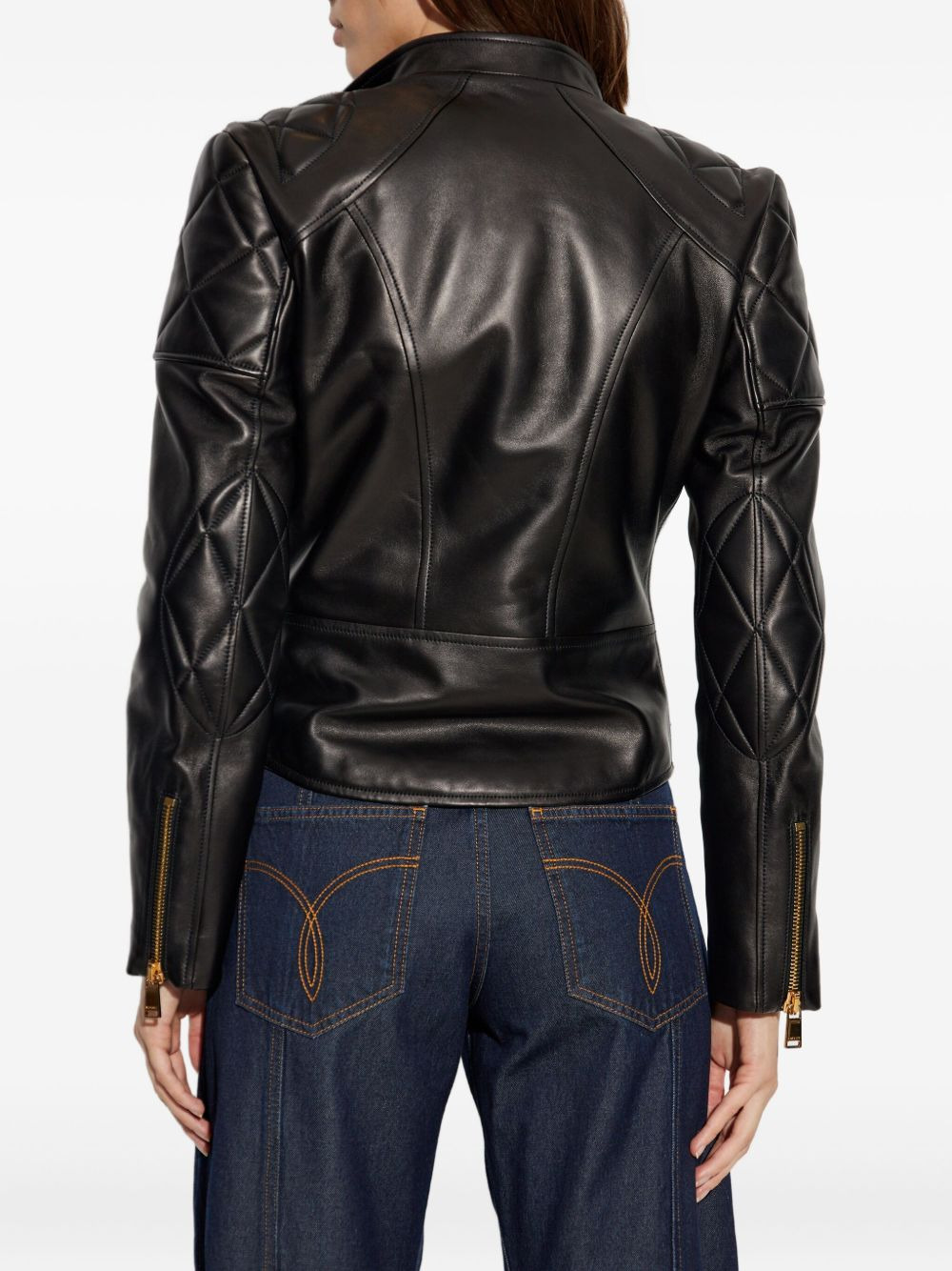 quilted leather jacket - 4