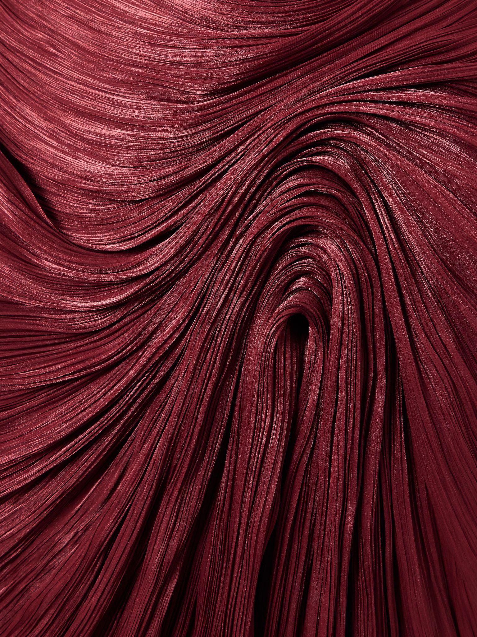 Strapless plissé silk-satin gown and cape Burgundy - 4