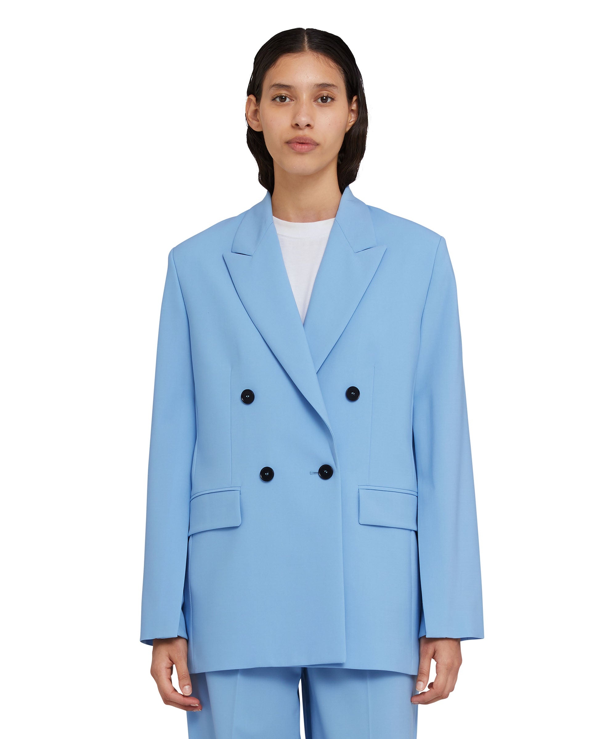 Lightweight wool double-breasted blazer with openable sleeves - 3