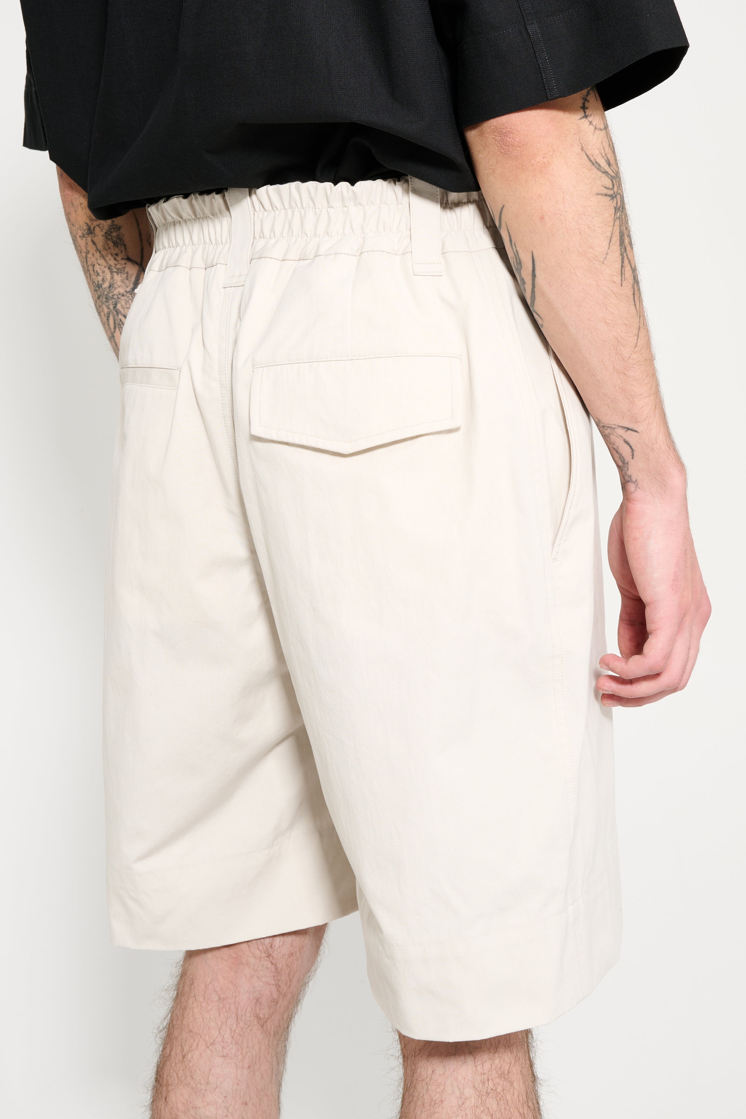 MARGARET HOWELL RELAXED SHORTS HEAVY COTTON POPLIN CHALK - 5