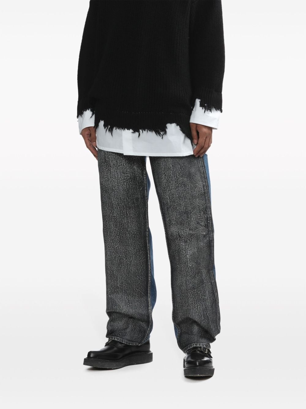 panelled mid-rise straight-leg jeans - 3