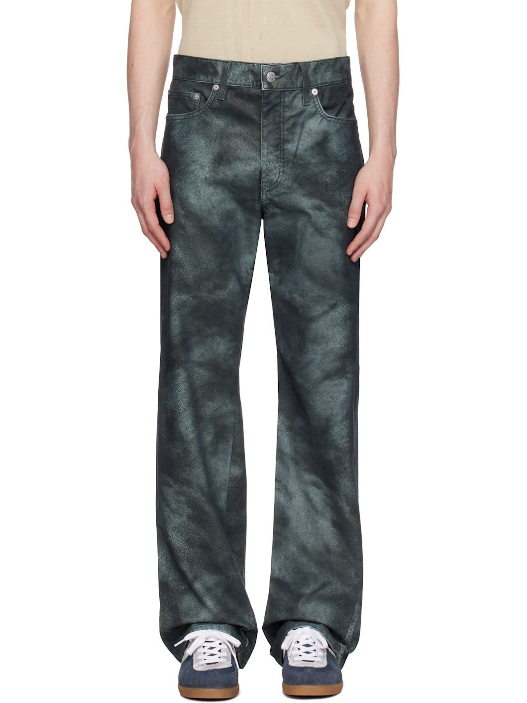 Navy Straight Twist Faux-Nubuck Trousers - 1