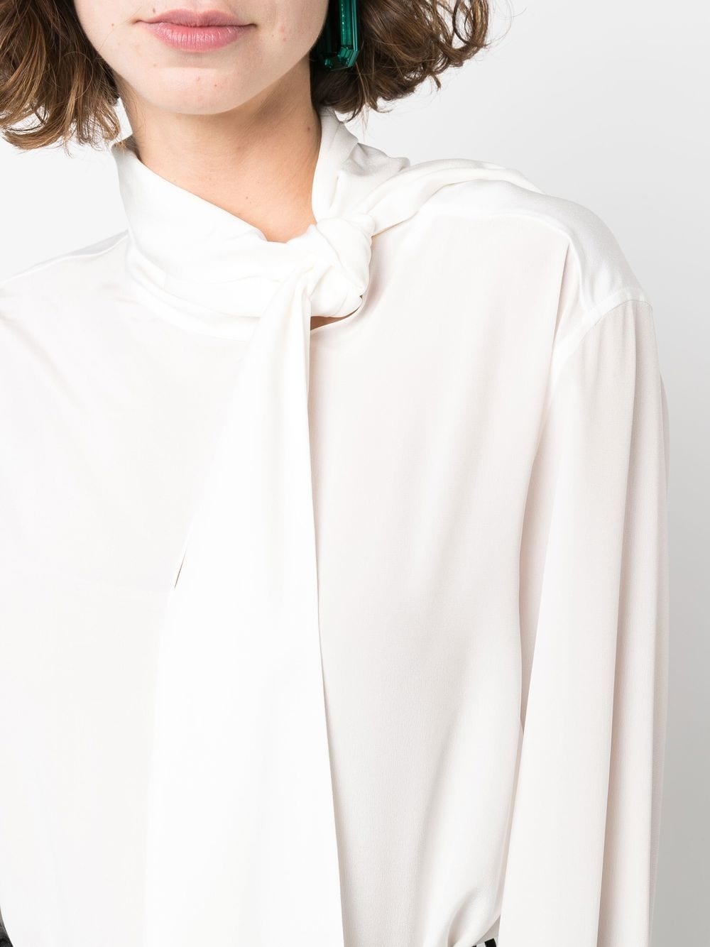 pussy-bow silk blouse - 5