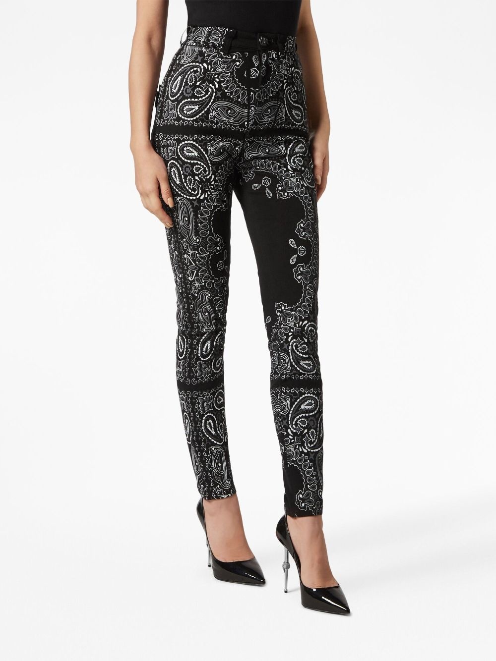 paisley-printed high-waisted jeggings - 3