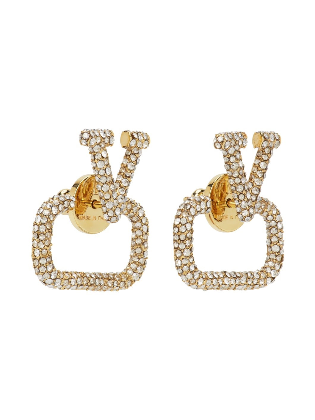 Gold VLogo Crystal Earrings - 2