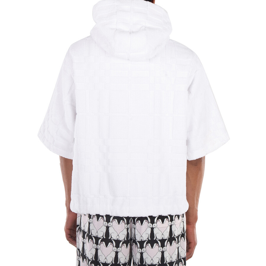 Burberry White Redditton Checked Short-Sleeve Cotton Hoodie - 3