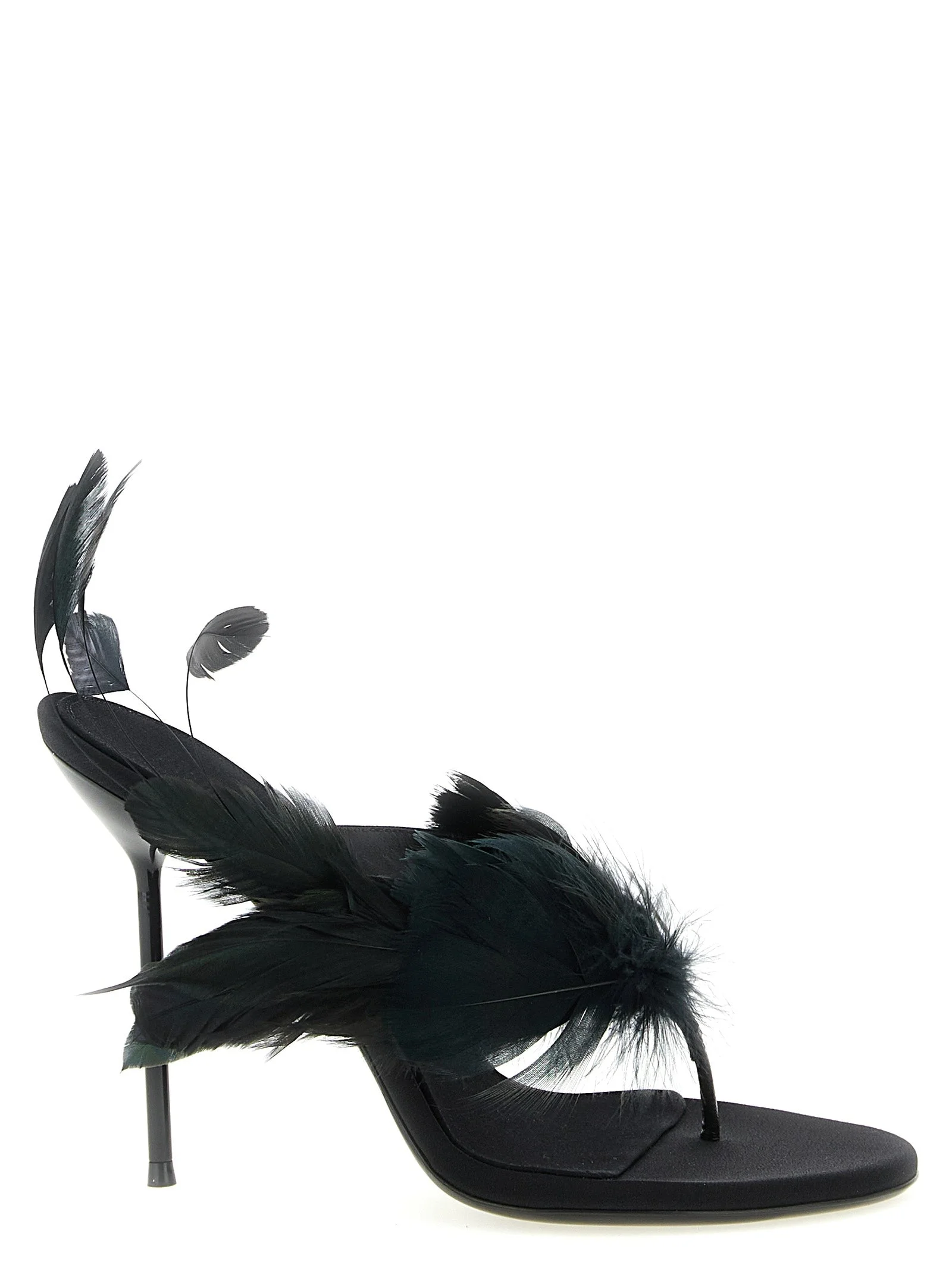 Lidia Feather Thong Sandals Black - 1