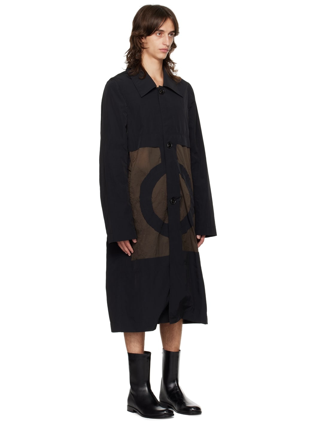 Black Wet Collage Coat - 2