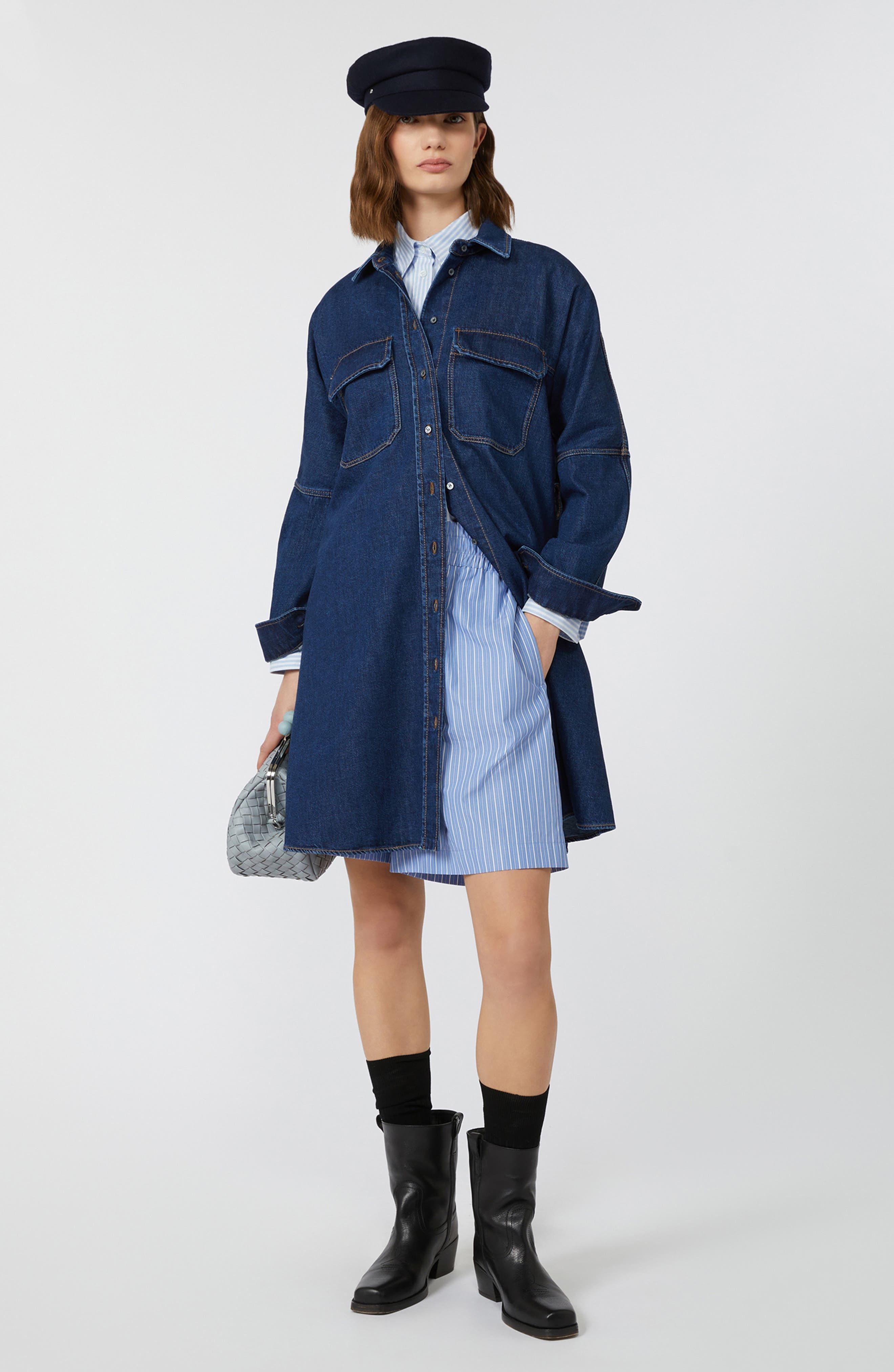 Weekend Max Mara Balenio Long Sleeve Denim Shirtdress in Navy at Nordstrom - 4
