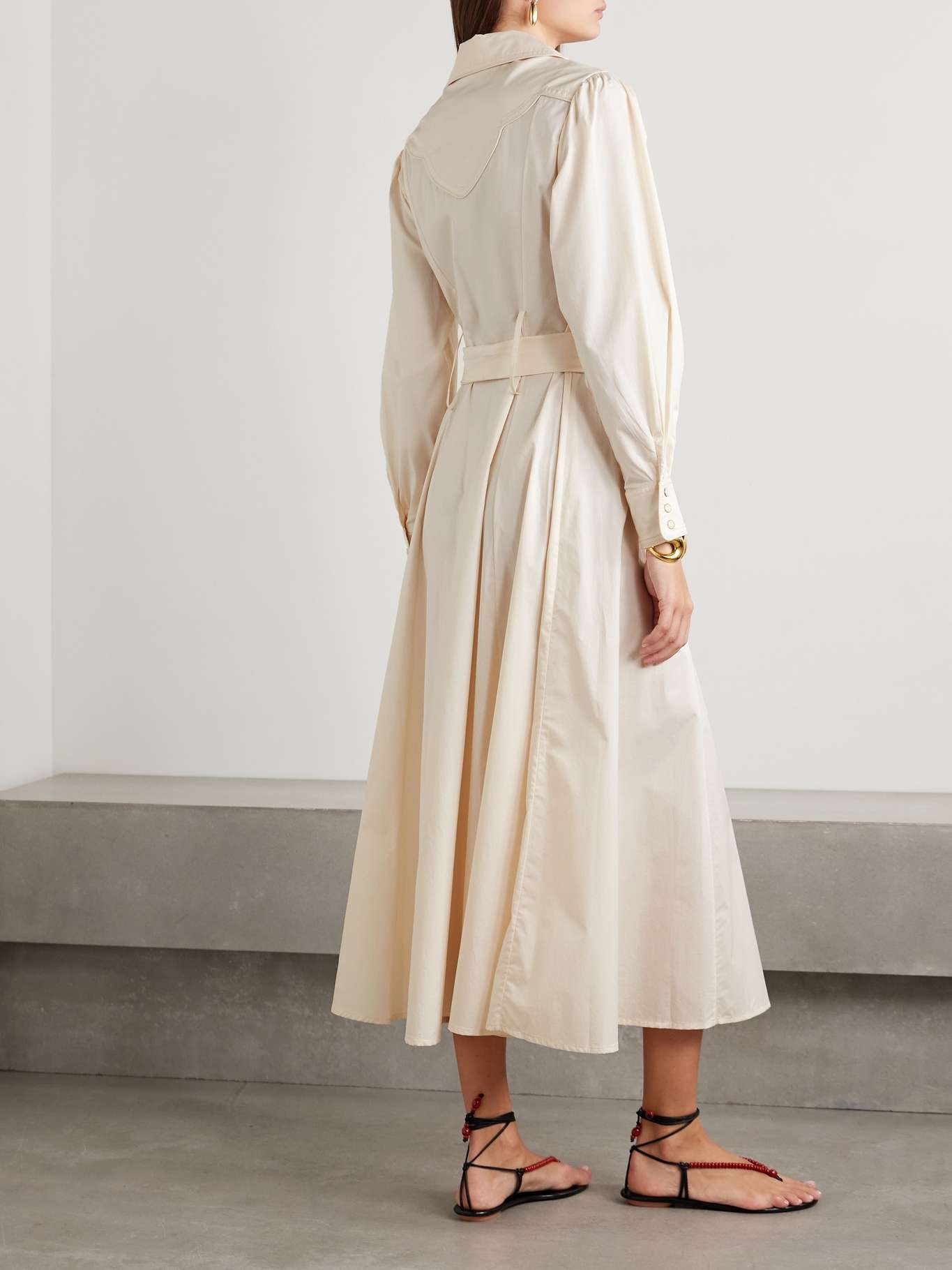 Vela De Cruz belted cotton-blend poplin midi shirt dress - 3