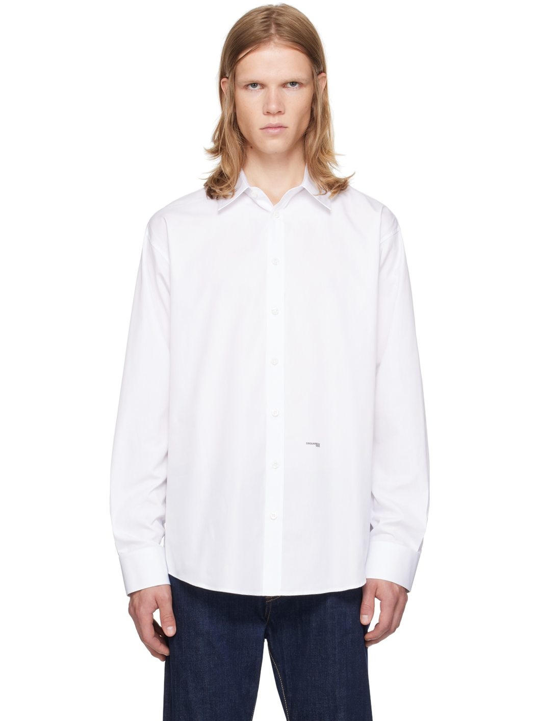 White Drop Shoulder Shirt - 1