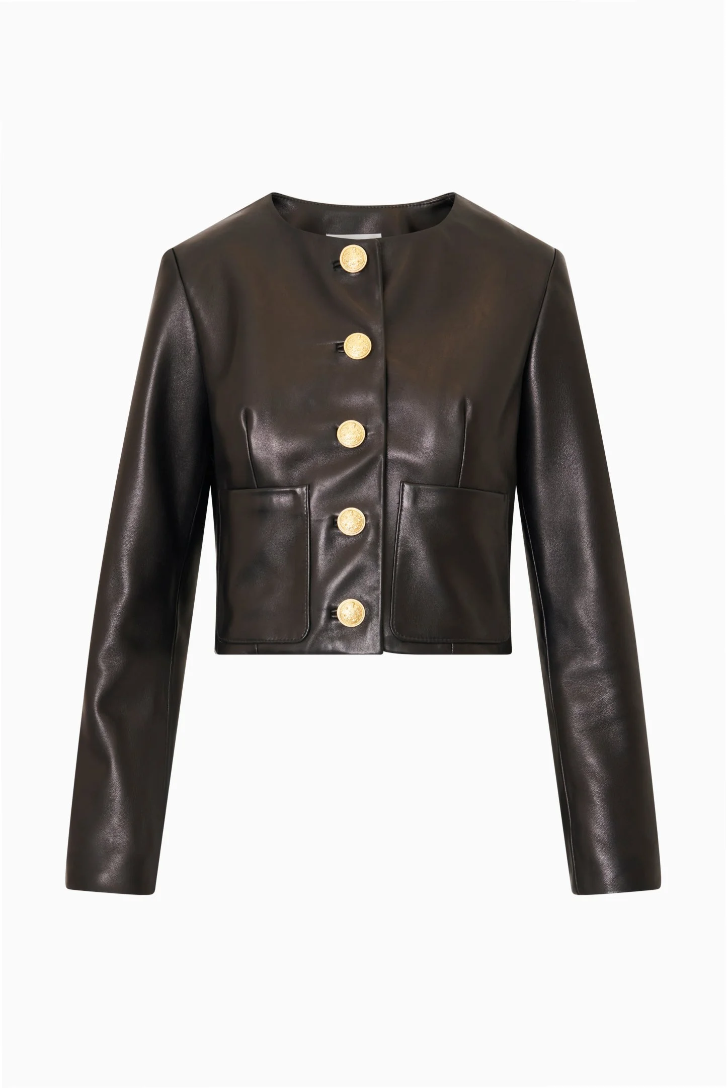 Carlatta Collarless Leather Jacket - 1