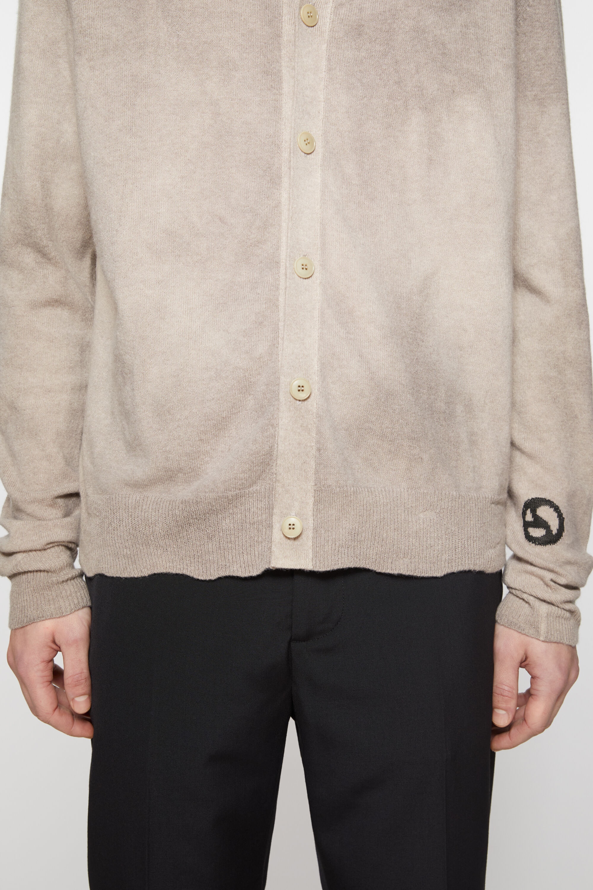 Crew neck cardigan - Vintage beige - 4