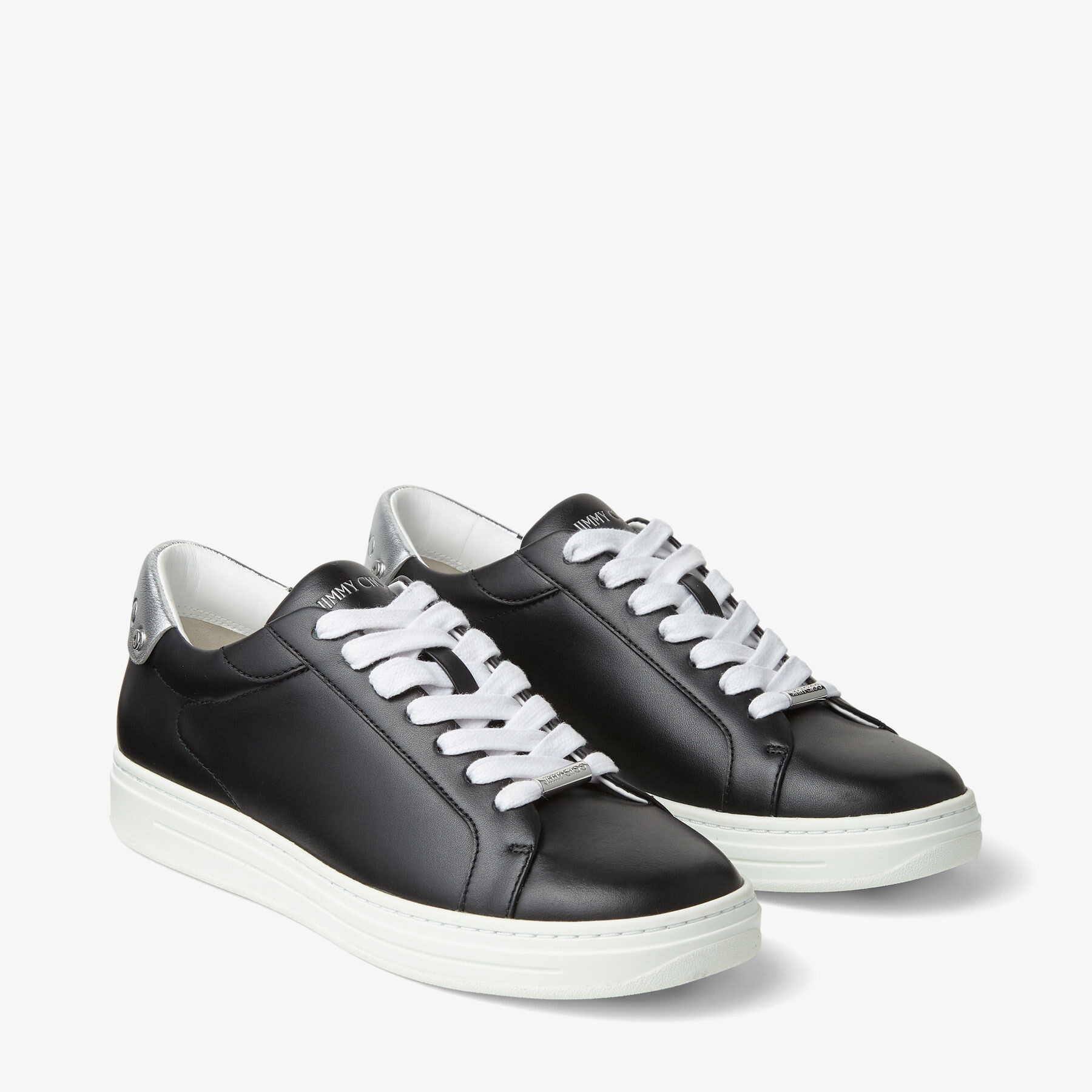 Rome/F
Black Calf Leather and Silver Metallic Nappa Low Top Trainers - 3