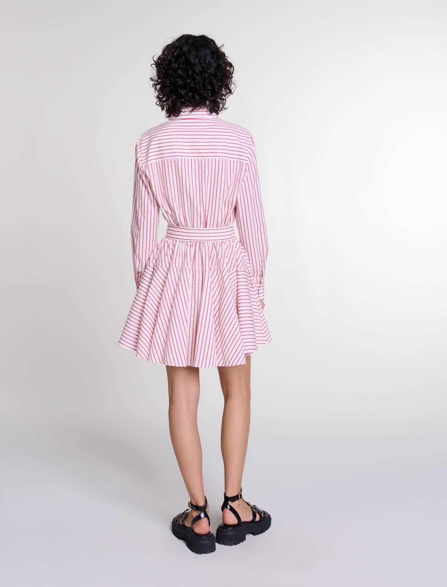 Striped rhinestone short dress - 4