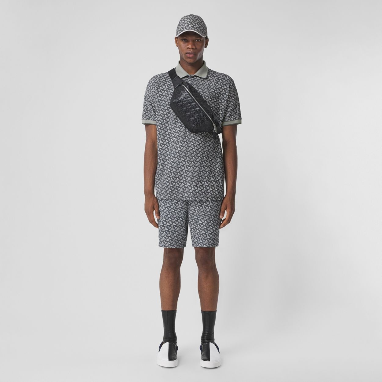 Monogram Print Cotton Piqué Oversized Polo Shirt - 2