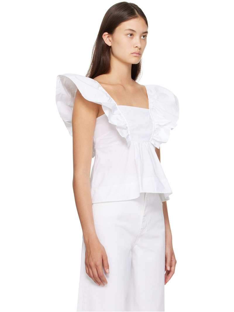 GANNI White Ruffle Tank Top outlook