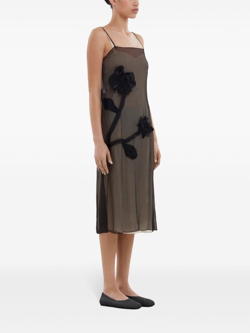 floral-appliquÃ© crepon dress - 3
