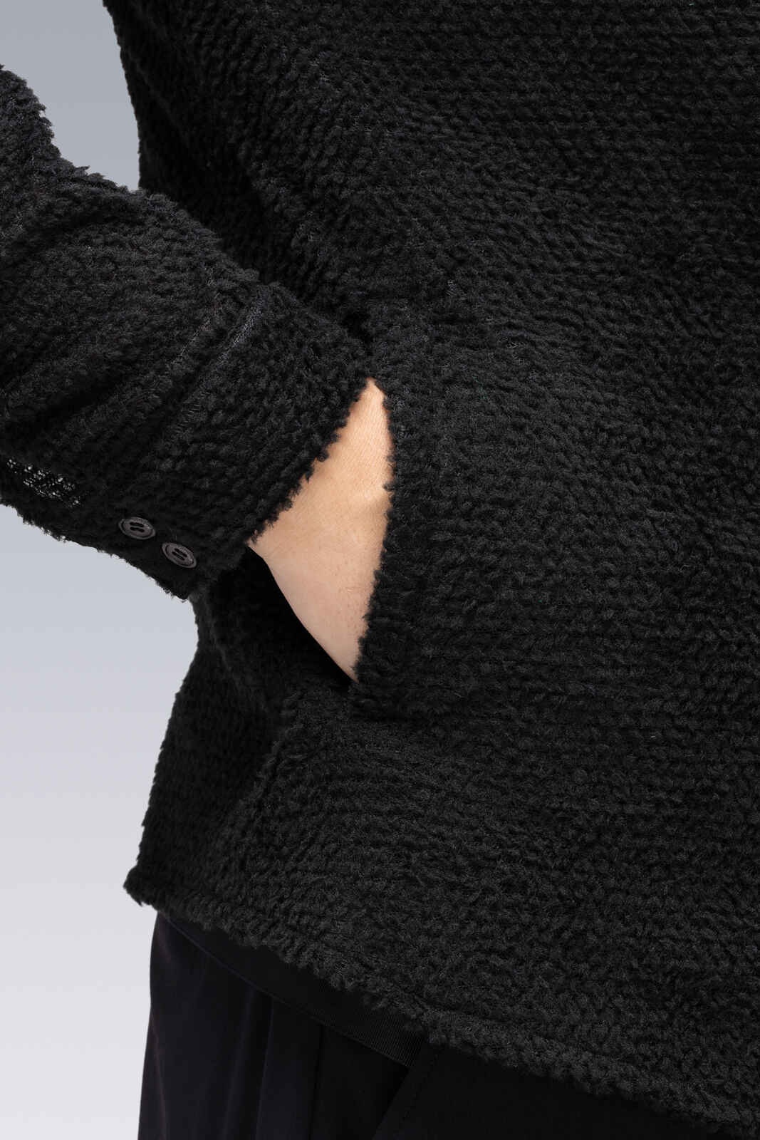 LA6B-AD Lofted Knit Fiber Long Sleeve Shirt Black - 10