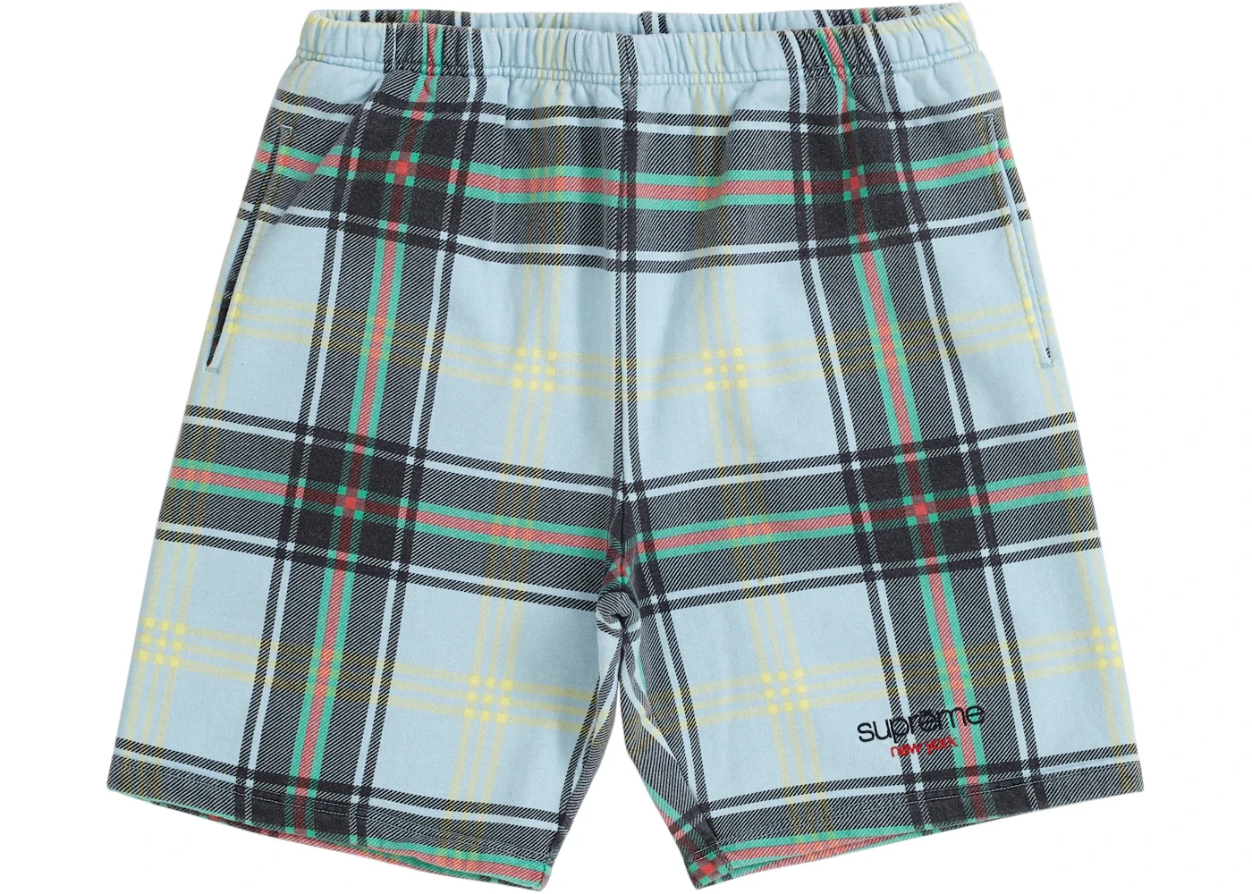 Supreme Plaid Sweatshort Light Blue - 1