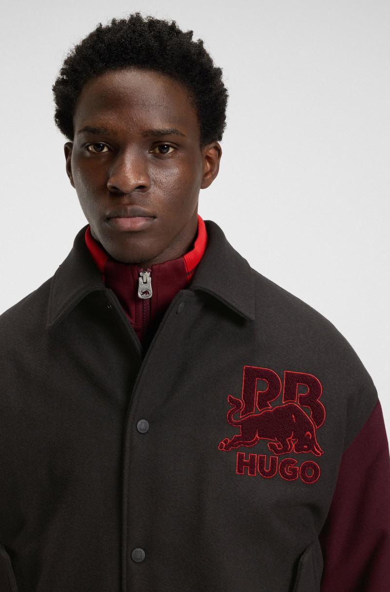 HUGO X RB REGULAR-FIT VARSITY-STYLE JACKET WITH BULL GRAPHICS 5