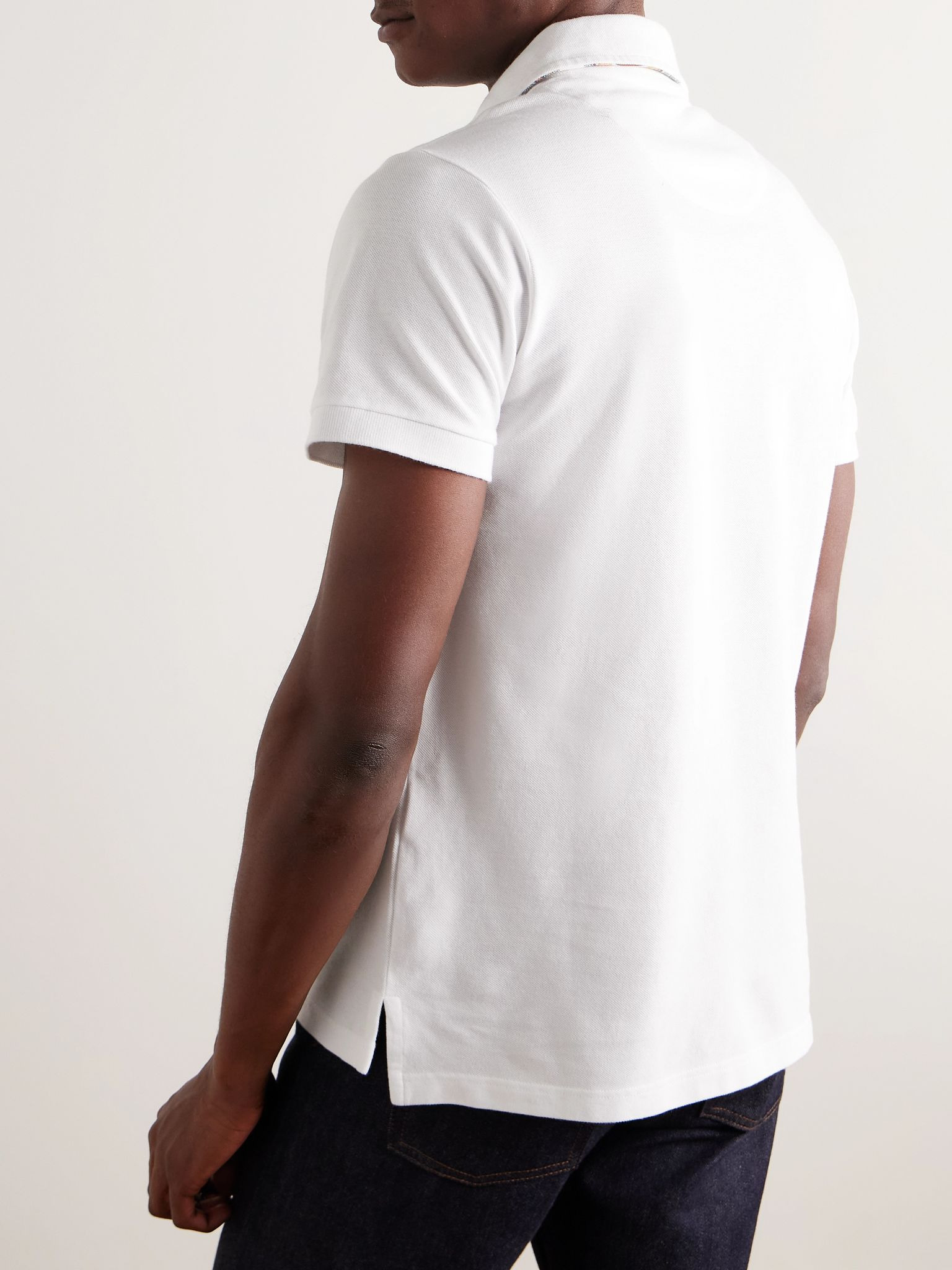 Logo-Embroidered Cotton-Piqué Polo Shirt White - 4