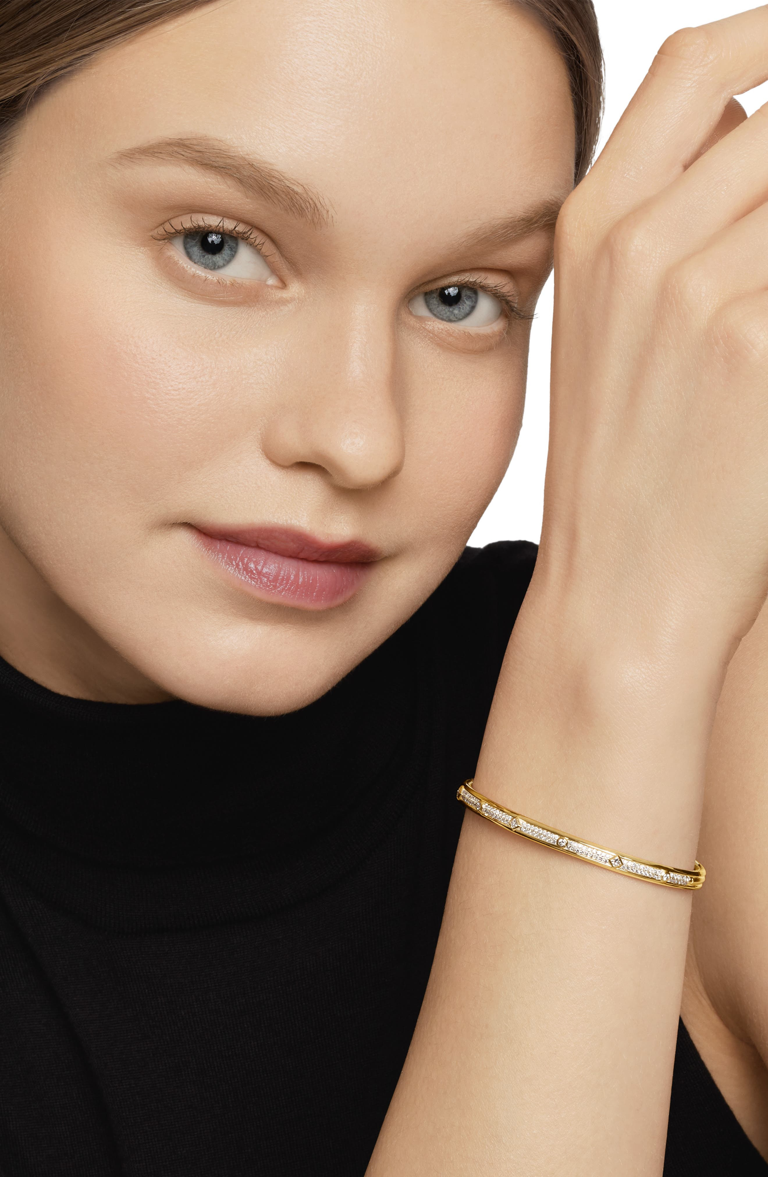 David Yurman Modern Renaissance Bangle Bracelet in 18K Yellow Gold with Full Pavé Diamonds, 4.5mm at - 3