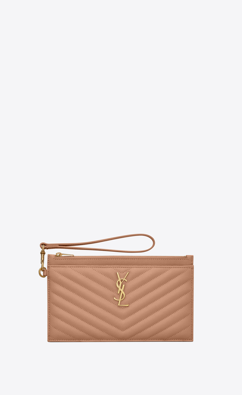 cassandre saint laurent matelassé large bill pouch in grain de poudre embossed leather 1