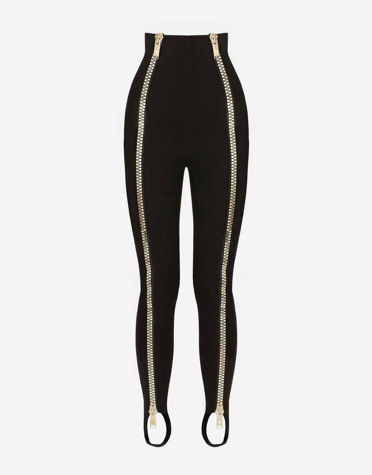 High-waisted leggings with zipper and stirrups - 3