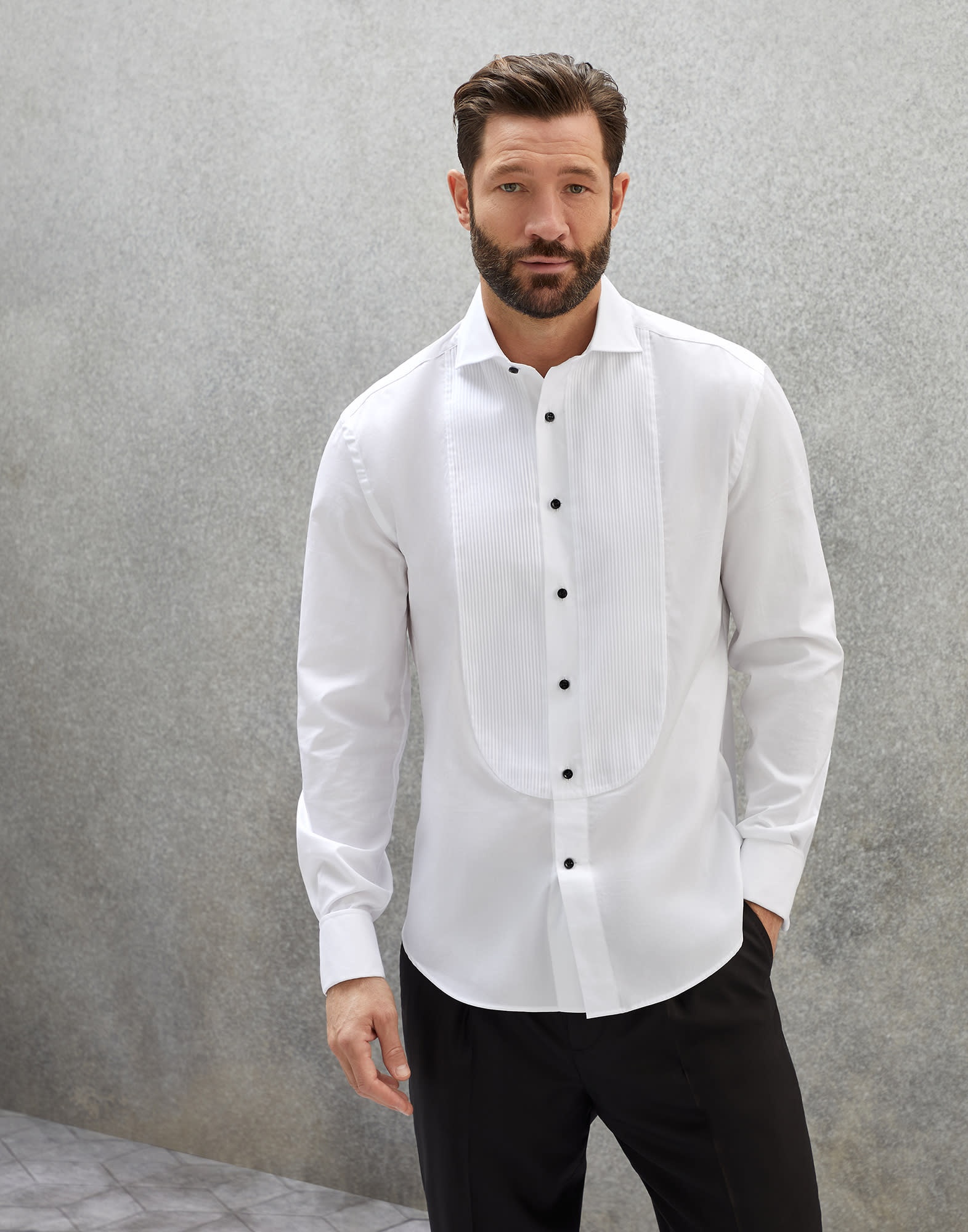 Pleated Bib Tuxedo Shirt