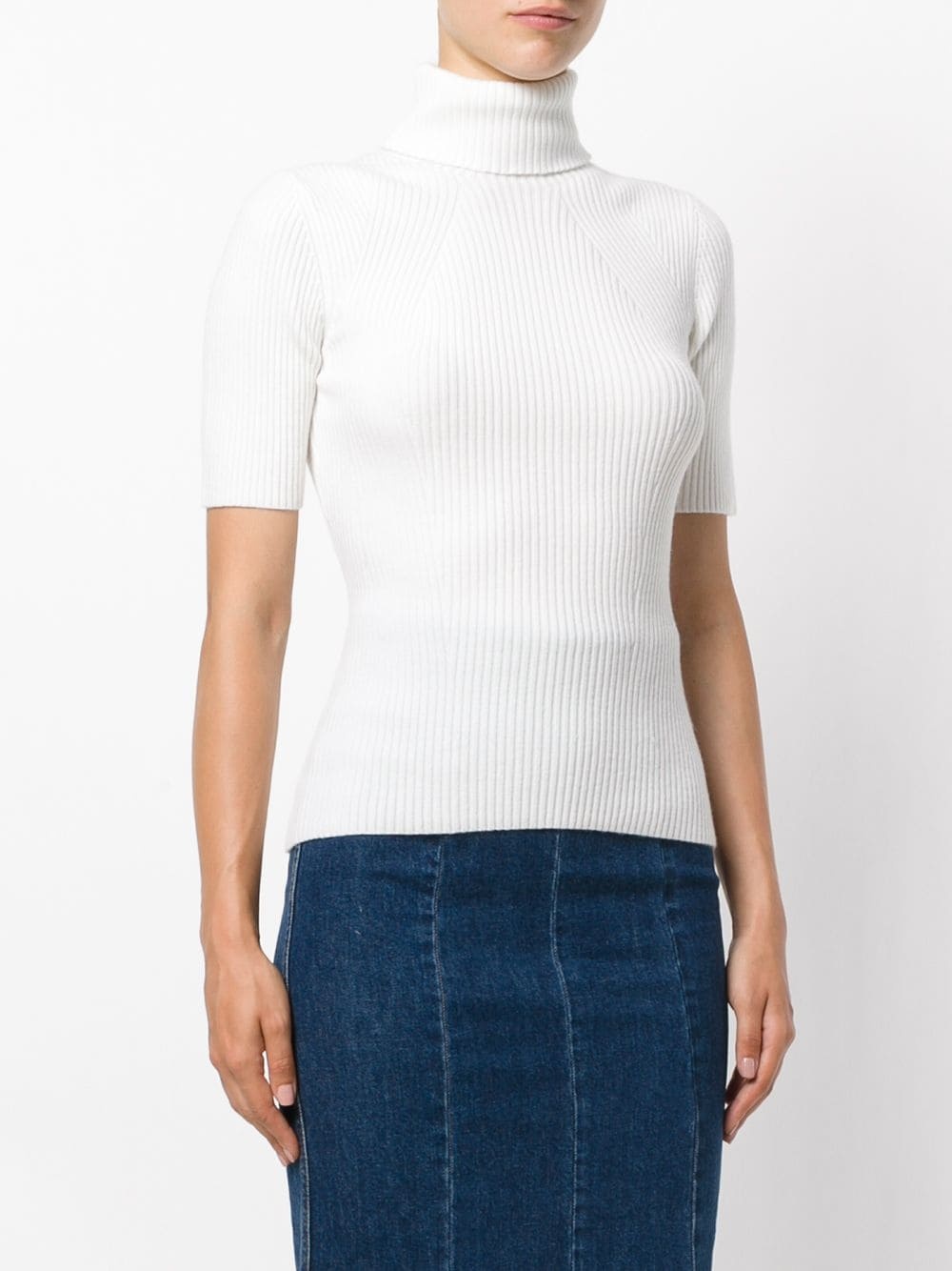 ribbed turtleneck top - 3