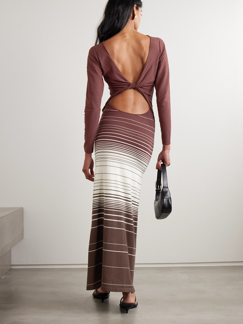 FAITHFULL Idun Twisted Open-back Striped Cotton-blend Maxi Dress outlook
