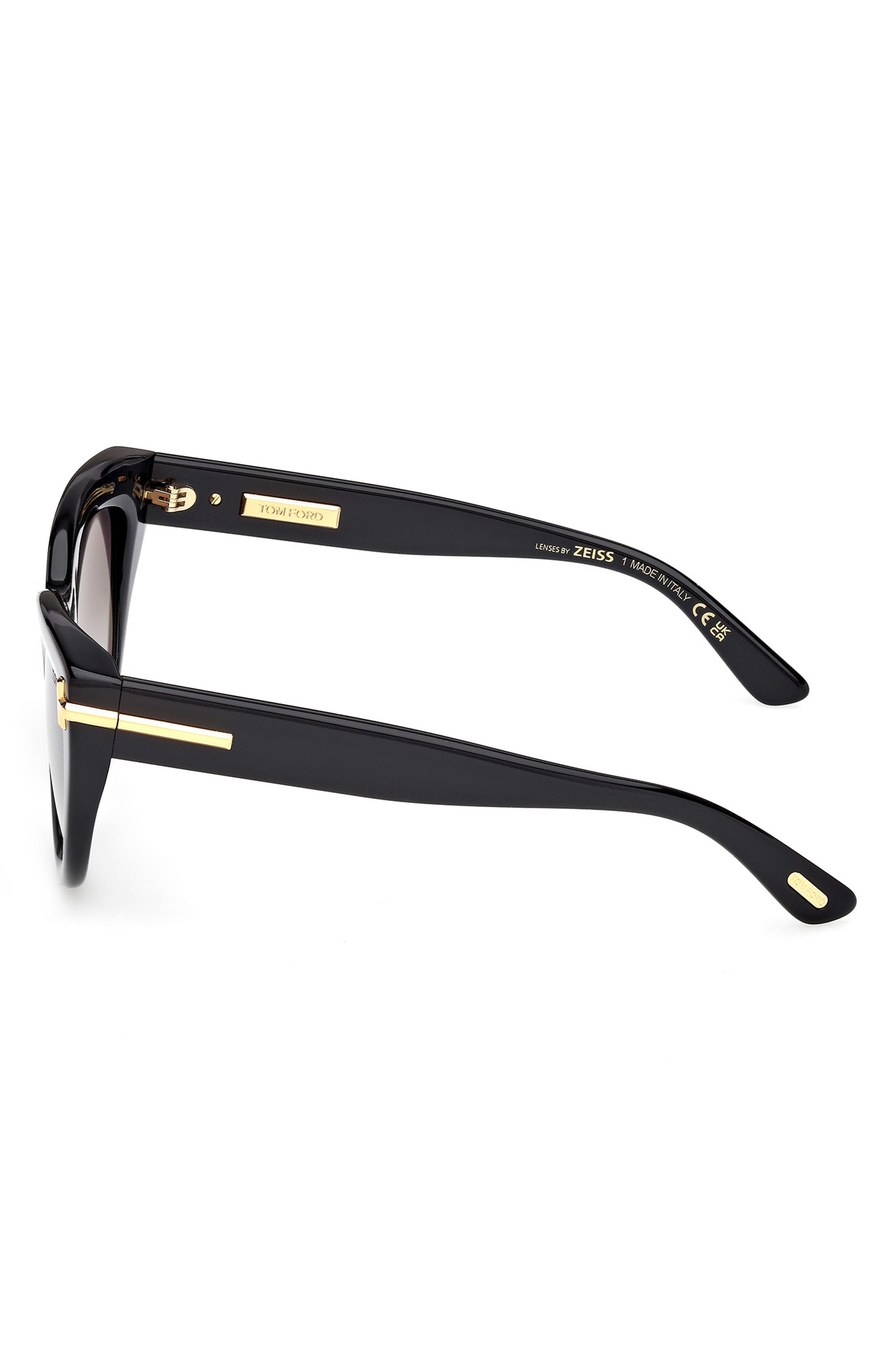 TOM FORD Icon 52mm Cat Eye Sunglasses in Shiny Black Beveled /Smoke at Nordstrom - 3