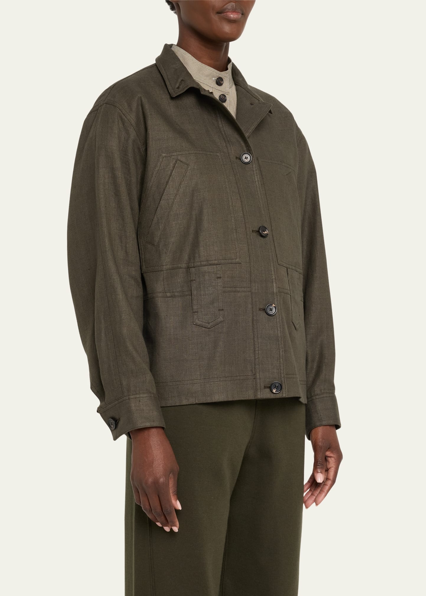 Jaylon Structured Linen Wool Field Jacket - 4