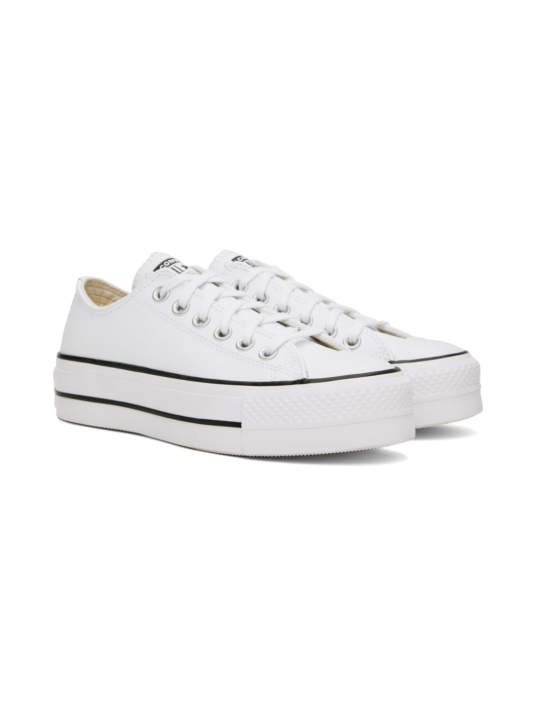 White Chuck Taylor All Star Platform Leather Low Top Sneakers - 4