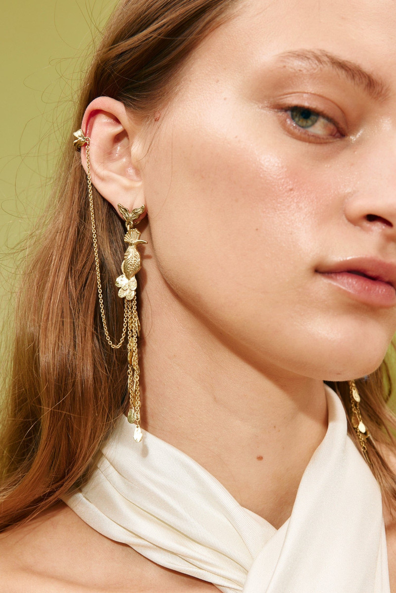 ALÉMAIS Jem Bird Tassel Chain Drop Earrings outlook