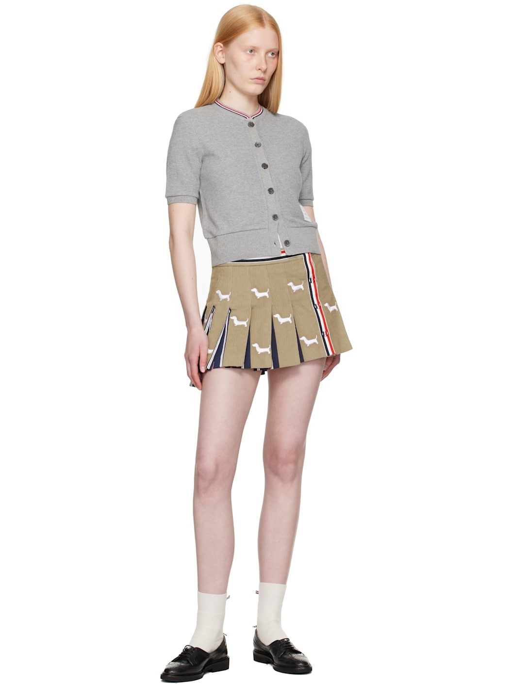 Gray Cotton Waffle Short Sleeve Cardigan - 4