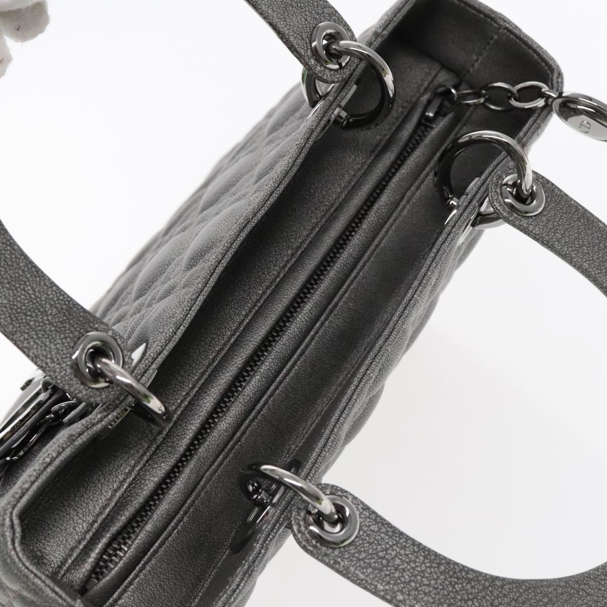 DIOR Lady DIOR Canage Hand Bag Lamb Skin Silver Tone - 6