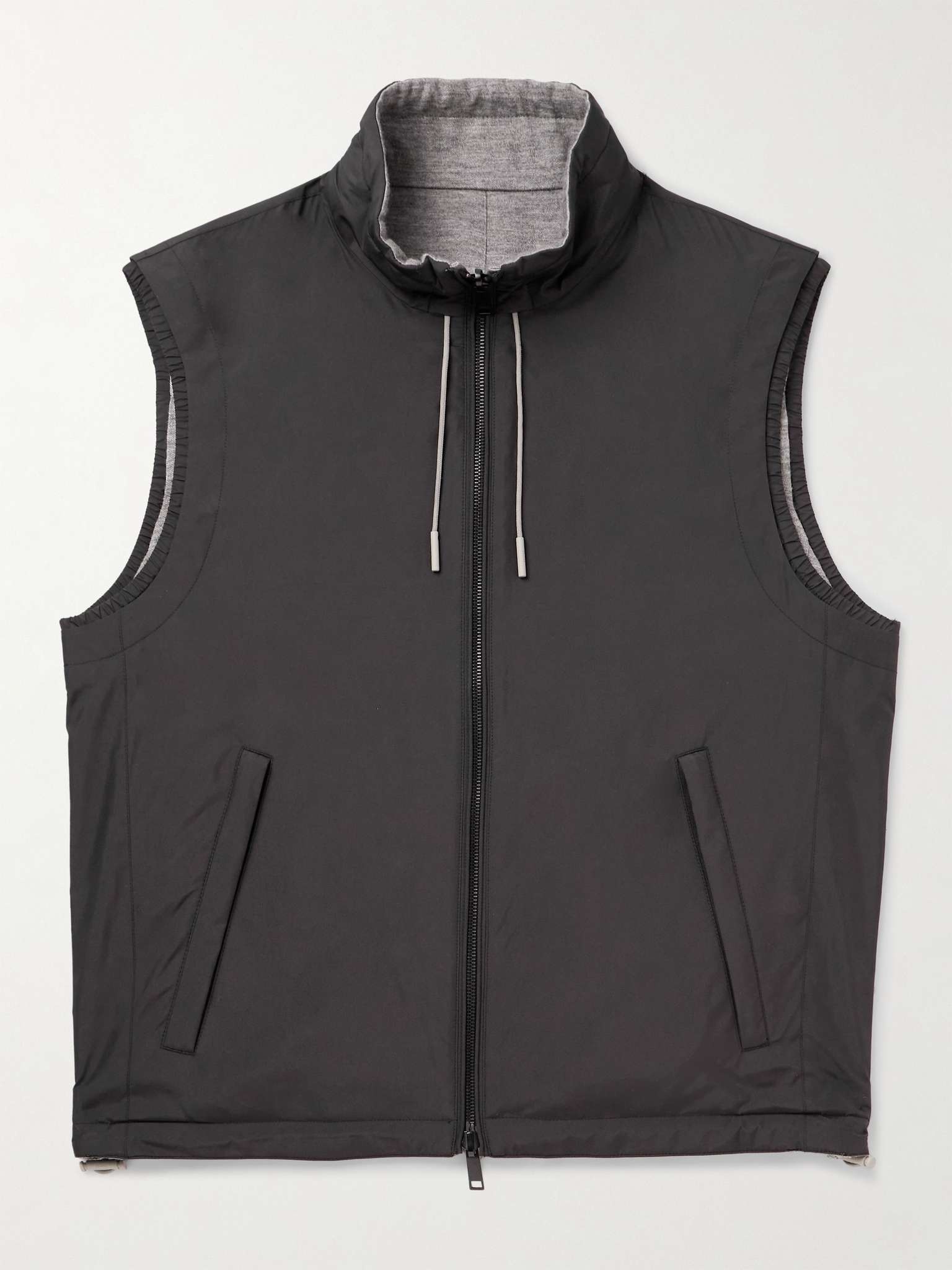 Reversible Micofibre and Cashmere, Cotton and Silk-Blend Twill Gilet - 1