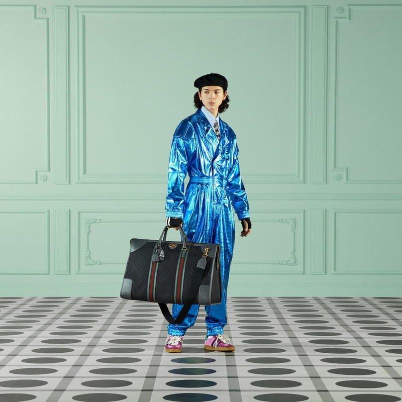 Maxi canvas duffle bag with Double G 4