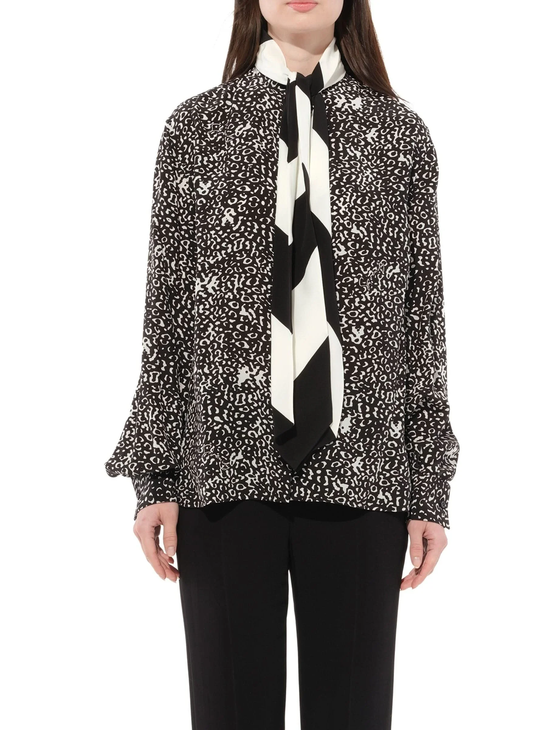 Shirt With Scarf in Black - 1