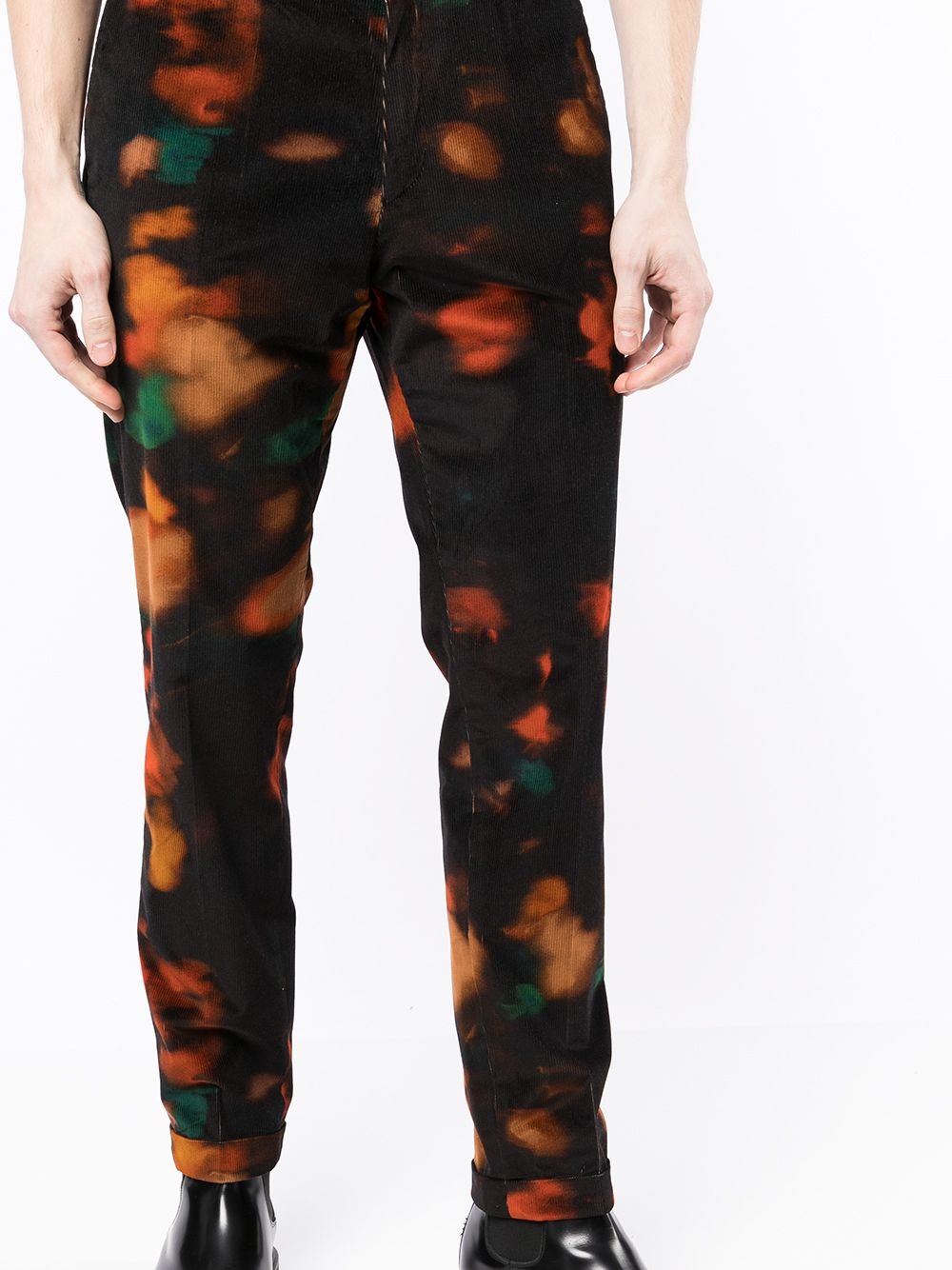 abstract-print corduroy slim-fit trousers - 5