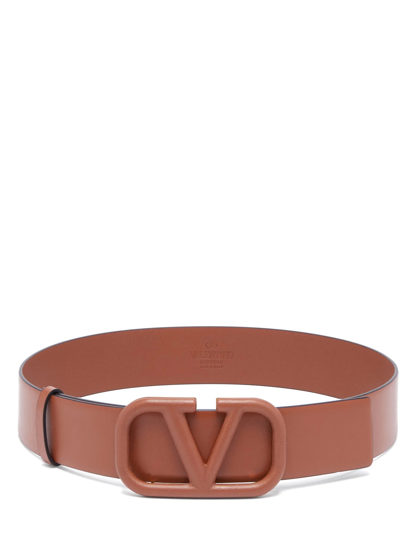 V-logo leather belt - 4