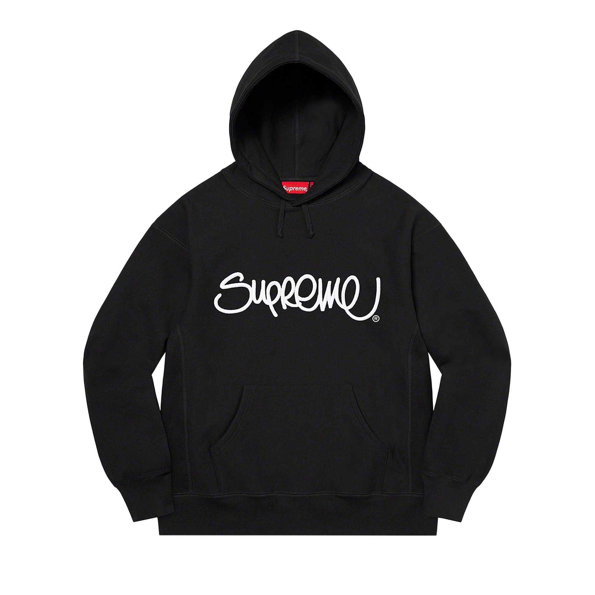 Supreme Raised Handstyle Hooded Sweatshirt 'Black' - 1