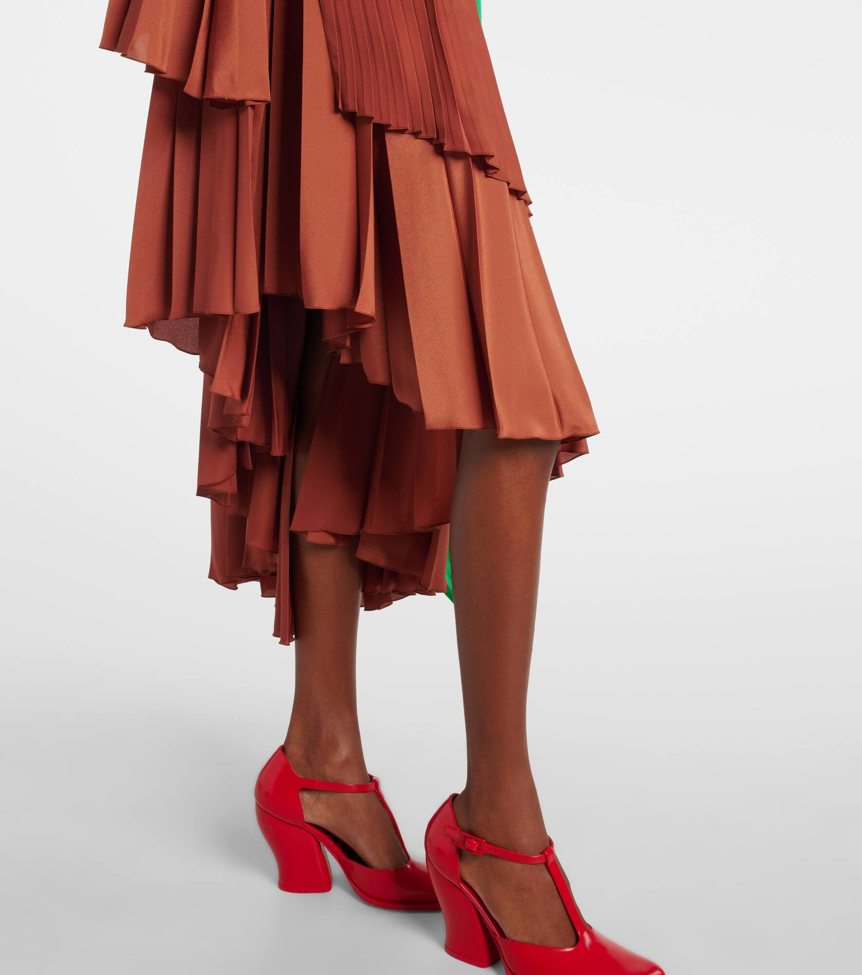 Pleated asymmetric midi dress - 6
