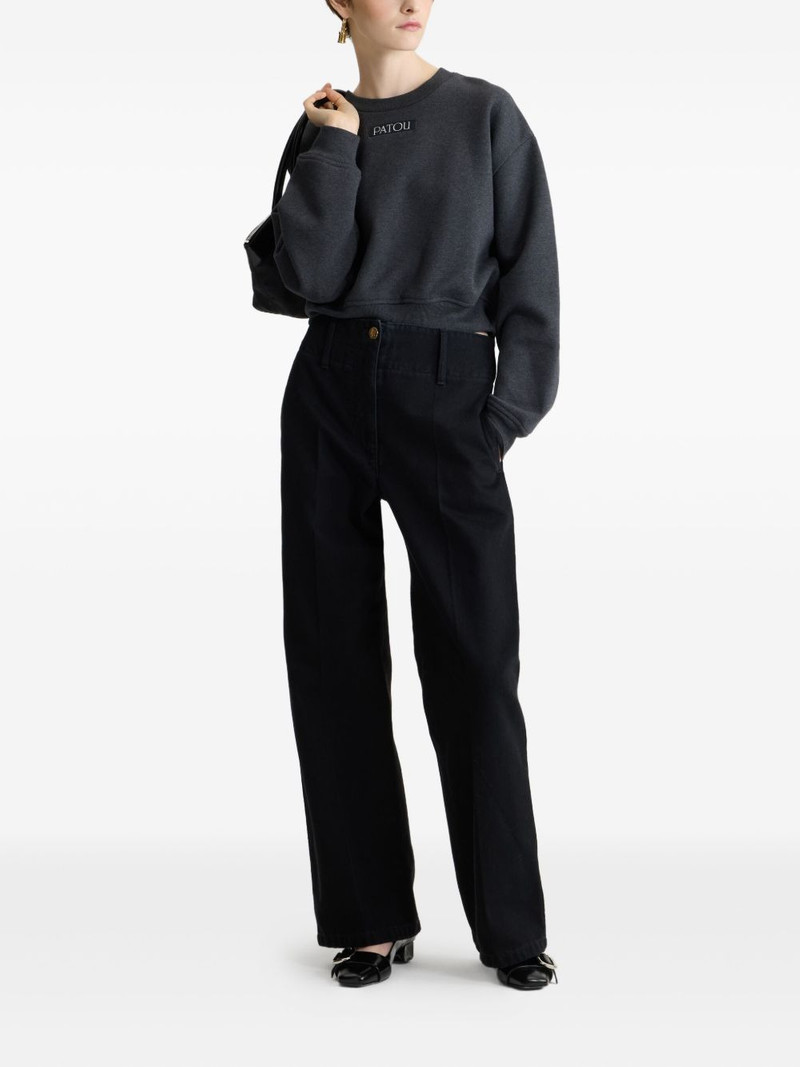 PATOU logo-appliqué fleece sweatshirt outlook