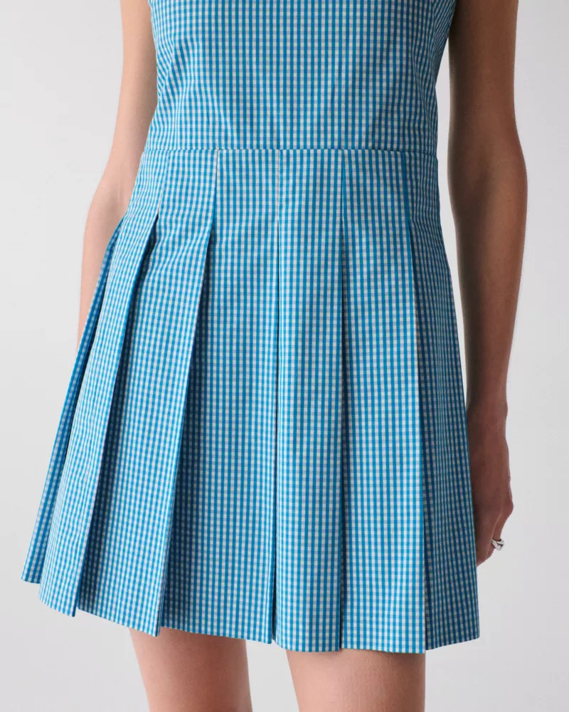 Gingham Open Back Pleated Dress 3